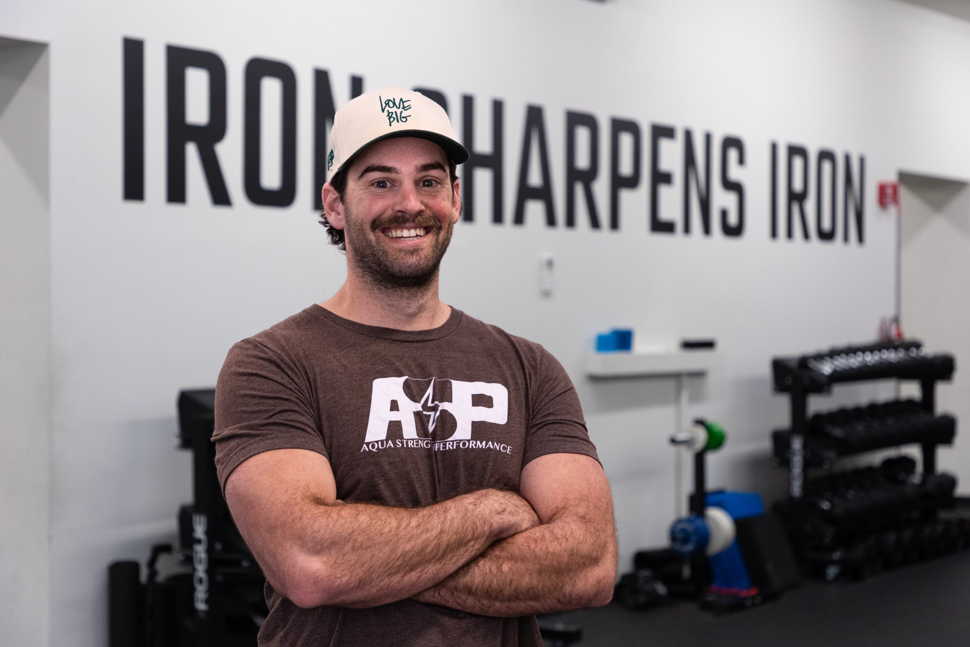 Jack Brown, strength coach and founder of Aqua Strength Performance, in his gym